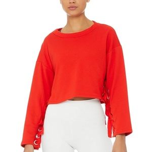 ALO yoga cropped red sweater